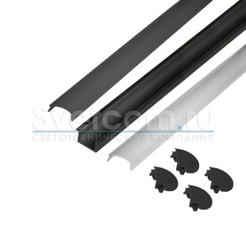 КСС 2507E черный | Набор алюминиевых профилей с черным диффузором 3 м