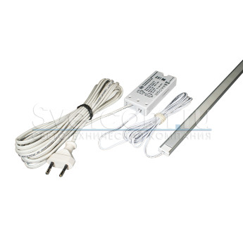 КСС профиль 1506E 0,38 м с лентой 2835 16Вт/м 4500К + источник питания + сенсорный выключатель + сетевой шнур 5м