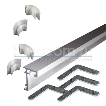 КСС 2518 анод | Набор профиль алюм с внешними углами пластиковыми без диффузора для светодиодной рамки за зеркало 3 м