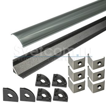 КСС 1616 черный | Набор алюминиевых профилей 3 м