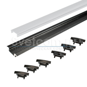 КСС 2507E черный | Набор алюминиевых профилей с белым диффузором 3 м