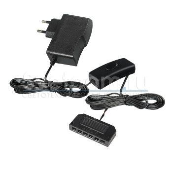 КСС источник питания 12V + сетевой адаптер + выключатель + разветвитель на 6 гнезд 7А 