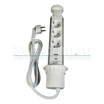 POP-UP 3xSCHUKO+USB A +USB C компакт | вертикальный блок розеток выдвижной со шнуром питания 