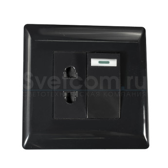 001-2 | Выключатель с розеткой мебельные черный